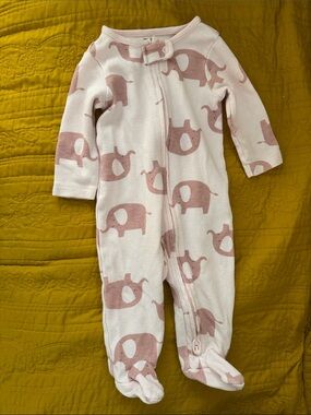 Simple Joys by Carter’s Pink Elephant Print Kids One-Piece Footed Pajamas